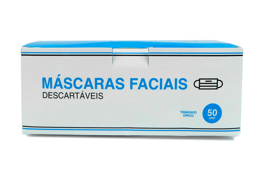 Máscaras Cirúrgicas de 3 Camadas com Elásticos - 50 unidades